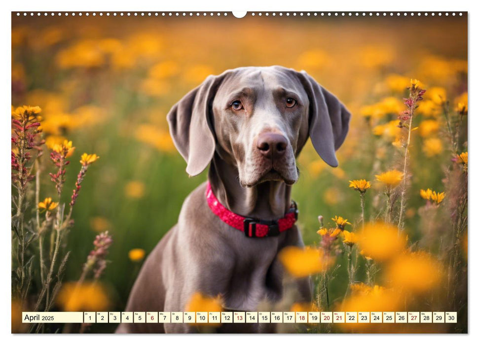 Weimaraner - der ideale Jagdbegleiter (CALVENDO Premium Wandkalender 2025)