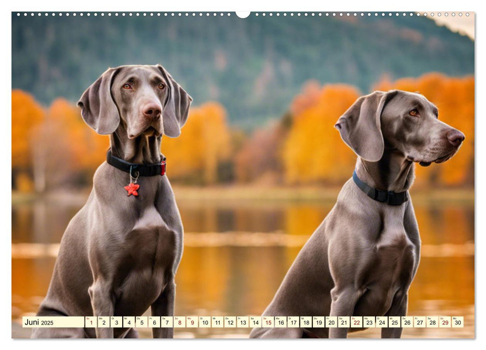 Weimaraner - der ideale Jagdbegleiter (CALVENDO Premium Wandkalender 2025)