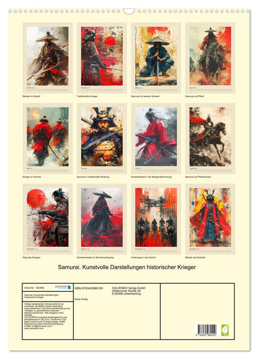 Samurai. Kunstvolle Darstellungen historischer Krieger (CALVENDO Wandkalender 2025)