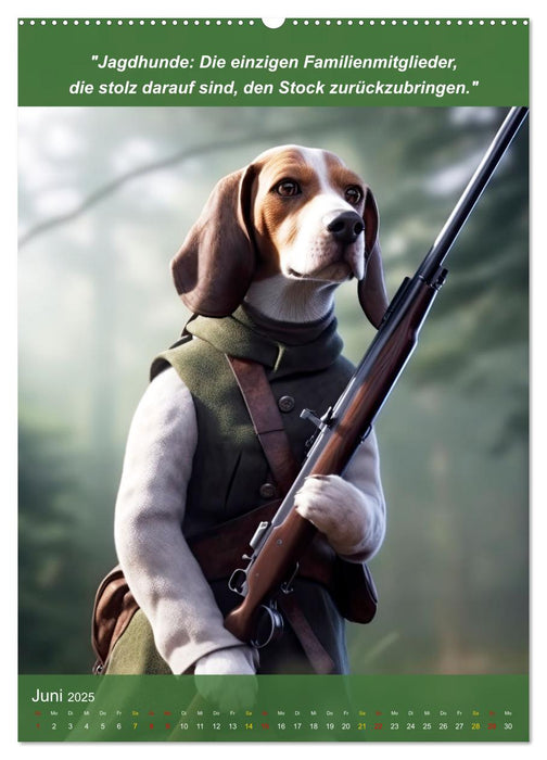 Lustige Jagdhunde mit Jägerlatein (CALVENDO Premium Wandkalender 2025)