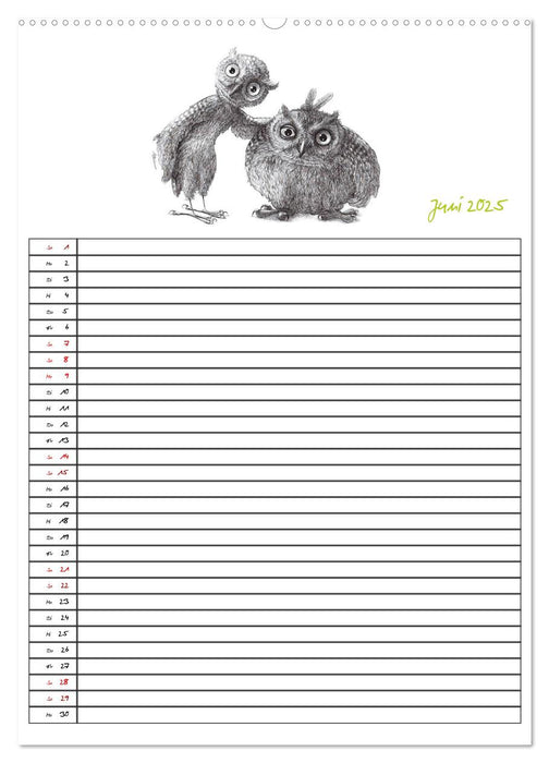 Tieronisch Eulen (CALVENDO Premium Wandkalender 2025)