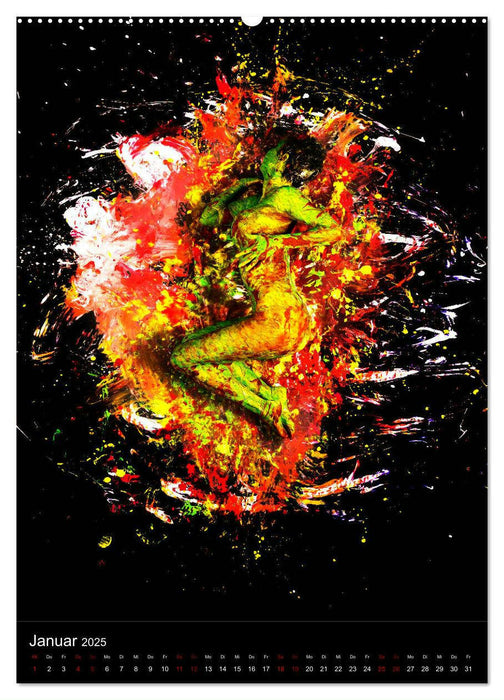 Farbakte - Action Paintings (CALVENDO Premium Wandkalender 2025)