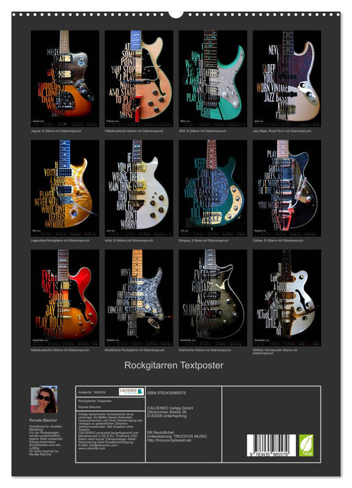 Rockgitarren Textposter (CALVENDO Premium Wandkalender 2025)