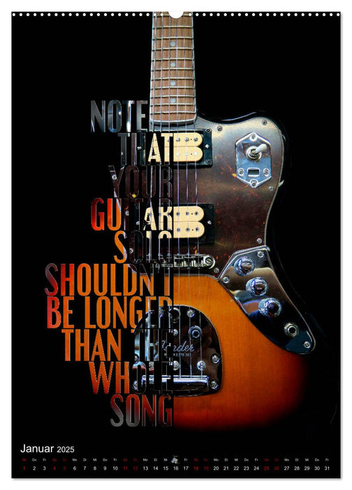 Rockgitarren Textposter (CALVENDO Premium Wandkalender 2025)