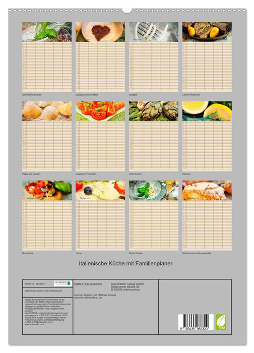 Italienische Küche mit Familienplaner (CALVENDO Premium Wandkalender 2025)