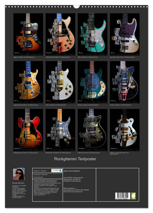 Rockgitarren Textposter (CALVENDO Wandkalender 2025)