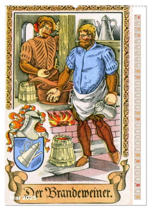 Altes Handwerk neu entdeckt: historische Zeichnungen (CALVENDO Premium Wandkalender 2025)