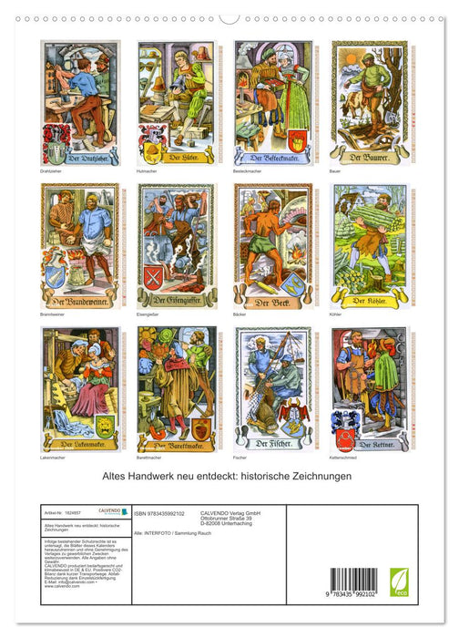 Altes Handwerk neu entdeckt: historische Zeichnungen (CALVENDO Wandkalender 2025)