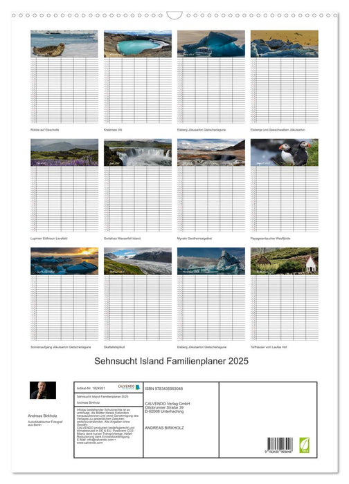 Sehnsucht Island Familienplaner 2025 (CALVENDO Wandkalender 2025)