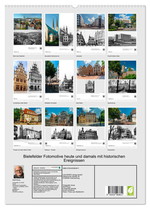 Bielefelder Fotomotive heute und damals mit historischen Ereignissen (CALVENDO Premium Wandkalender 2025)