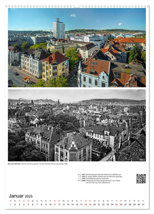 Bielefelder Fotomotive heute und damals mit historischen Ereignissen (CALVENDO Premium Wandkalender 2025)