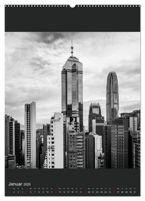 Hongkong schwarzweiß (CALVENDO Premium Wandkalender 2025)