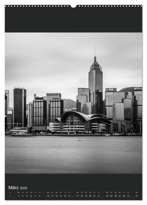 Hongkong schwarzweiß (CALVENDO Premium Wandkalender 2025)