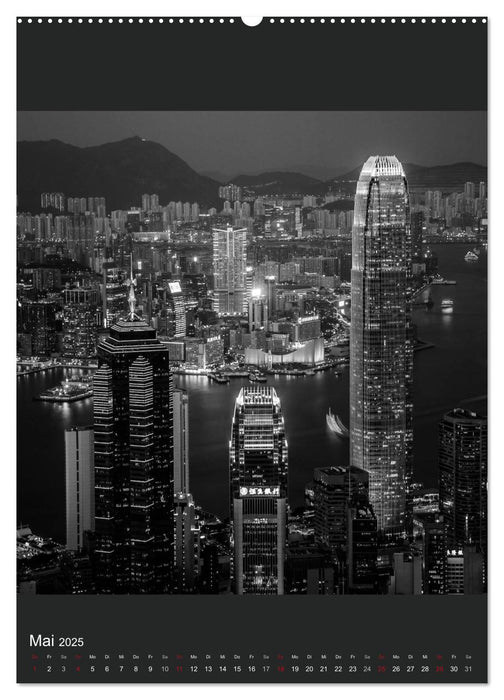 Hongkong schwarzweiß (CALVENDO Premium Wandkalender 2025)