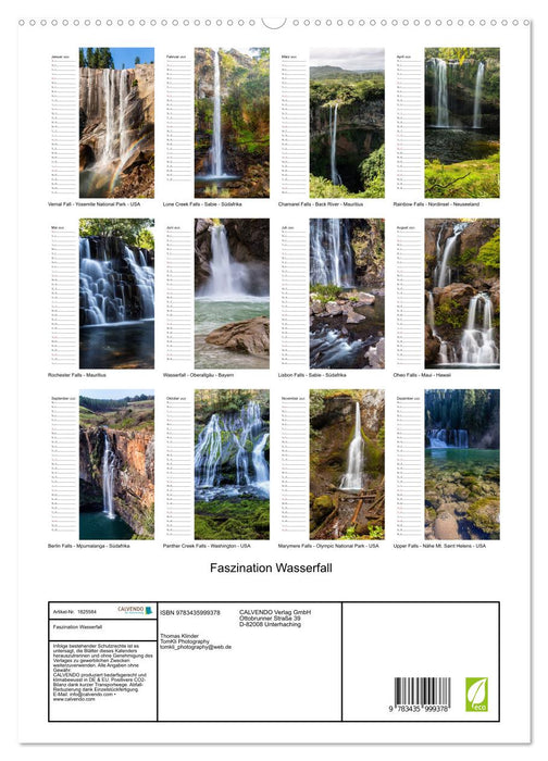 Faszination Wasserfall (CALVENDO Premium Wandkalender 2025)