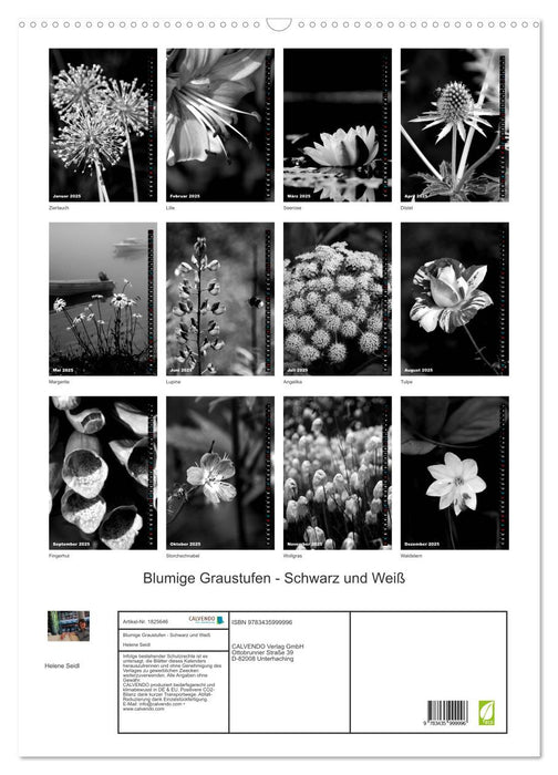Blumige Graustufen - Schwarz und Weiß (CALVENDO Wandkalender 2025)