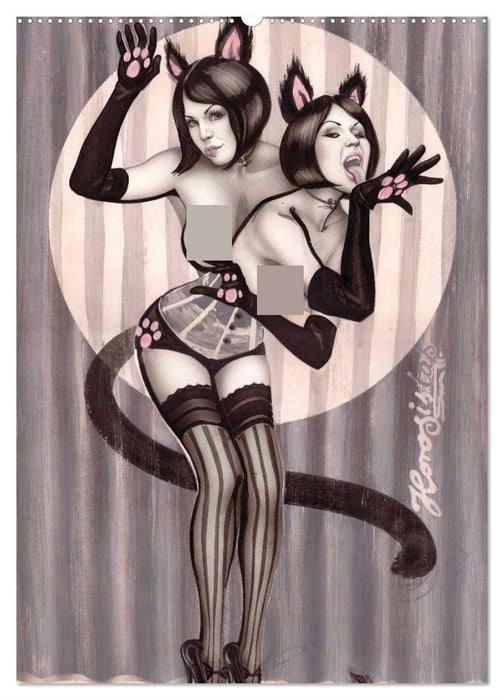 Burlesque Love Cats Katzen (CALVENDO Premium Wandkalender 2025)