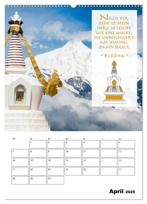 BUDDHAS ZITATE Buddhistische Weisheiten (CALVENDO Premium Wandkalender 2025)