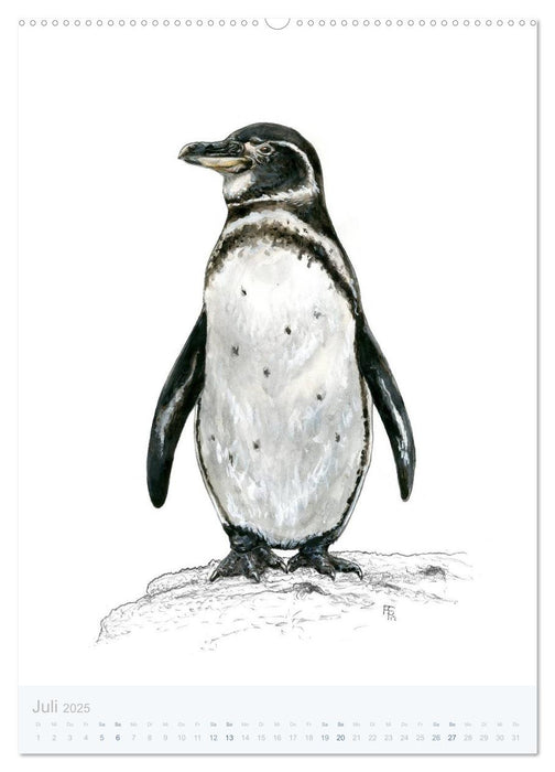 Pinguine - 13 Illustrationen (CALVENDO Premium Wandkalender 2025)