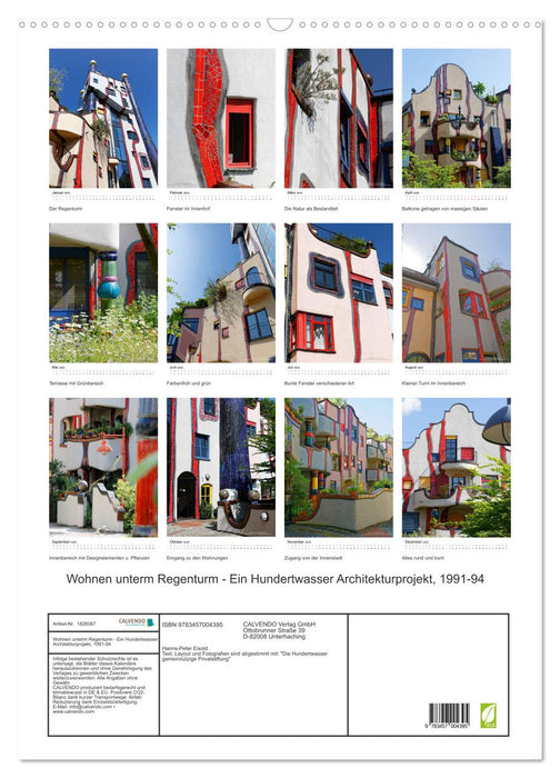 Wohnen unterm Regenturm - Ein Hundertwasser Architekturprojekt, 1991-94 (CALVENDO Wandkalender 2025)