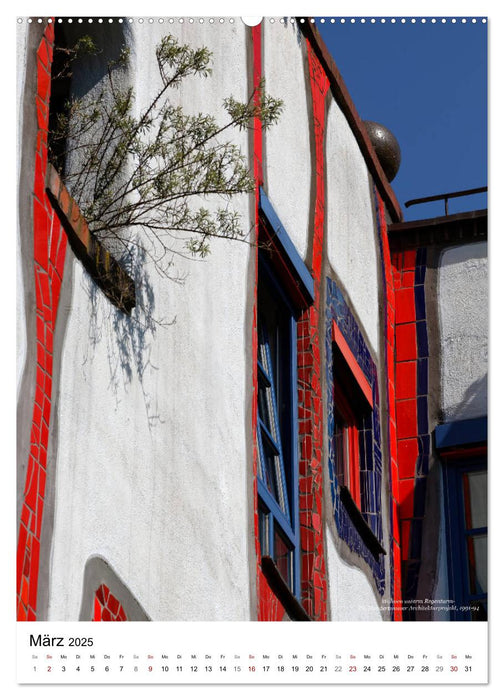 Wohnen unterm Regenturm - Ein Hundertwasser Architekturprojekt, 1991-94 (CALVENDO Wandkalender 2025)