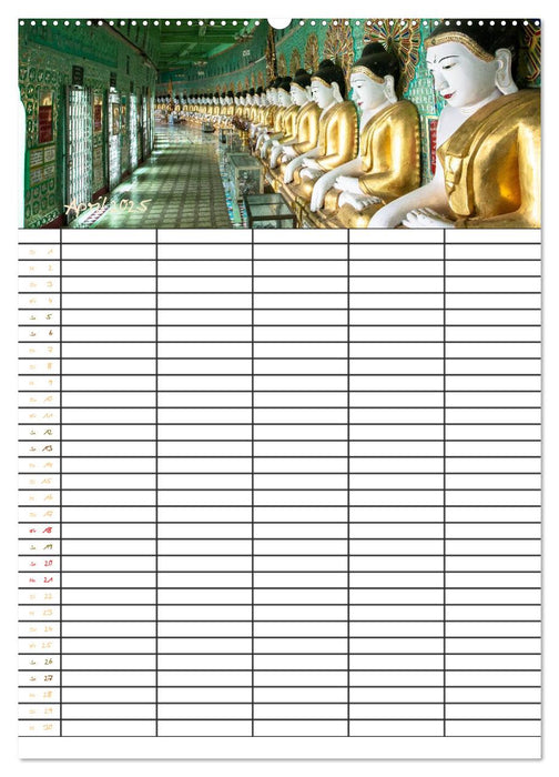 Goldenes Myanmar - Familienkalender 2025 (CALVENDO Premium Wandkalender 2025)