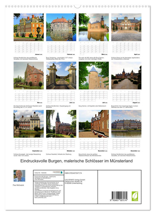 Eindrucksvolle Burgen, malerische Schlösser im Münsterland (CALVENDO Premium Wandkalender 2025)