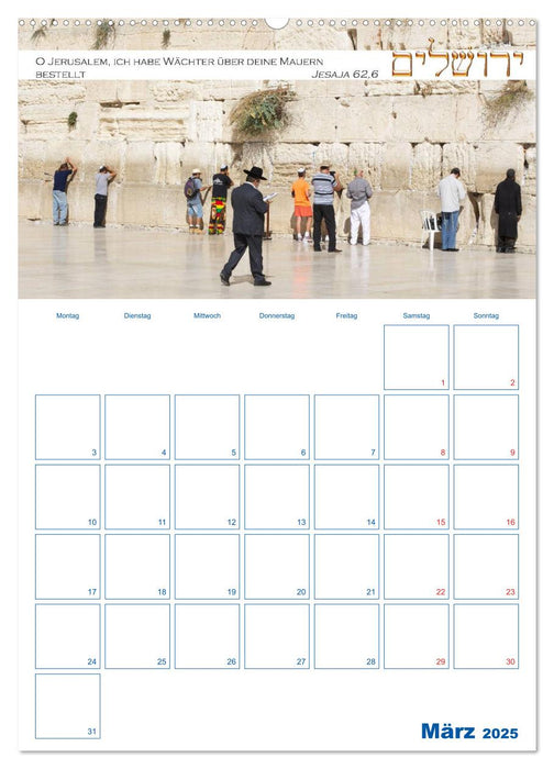 Jerusalem Kalender mit Bibelworten und Planer! (CALVENDO Premium Wandkalender 2025)