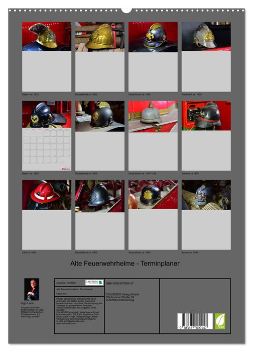Alte Feuerwehrhelme - Terminplaner (CALVENDO Premium Wandkalender 2025)