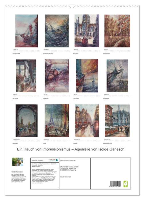 Ein Hauch von Impressionismus – Aquarelle von Isolde Gänesch (CALVENDO Wandkalender 2025)