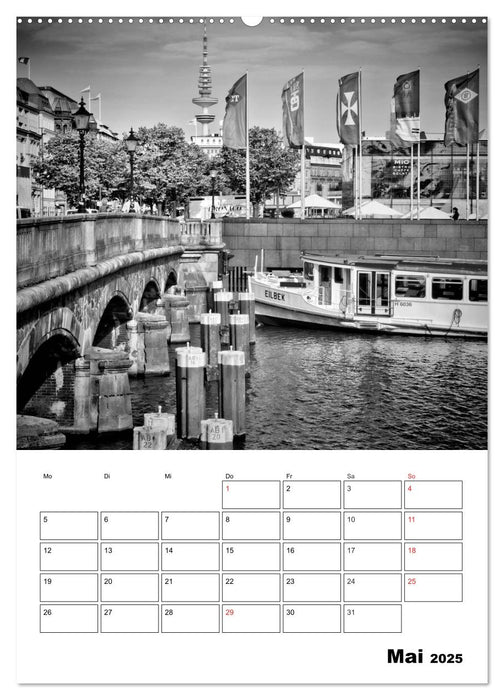 HAMBURG Monochrome Ansichten (CALVENDO Premium Wandkalender 2025)