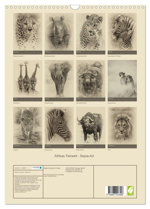 Afrikas Tierwelt - Sepia-Art (CALVENDO Wandkalender 2025)