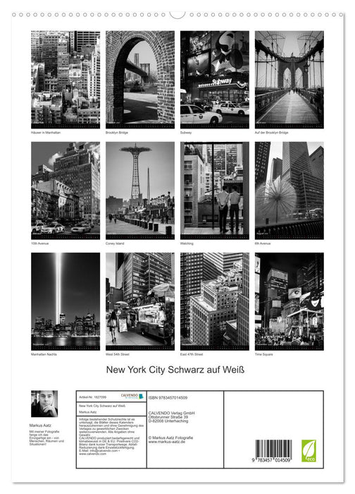 New York City Schwarz auf Weiß (CALVENDO Premium Wandkalender 2025)