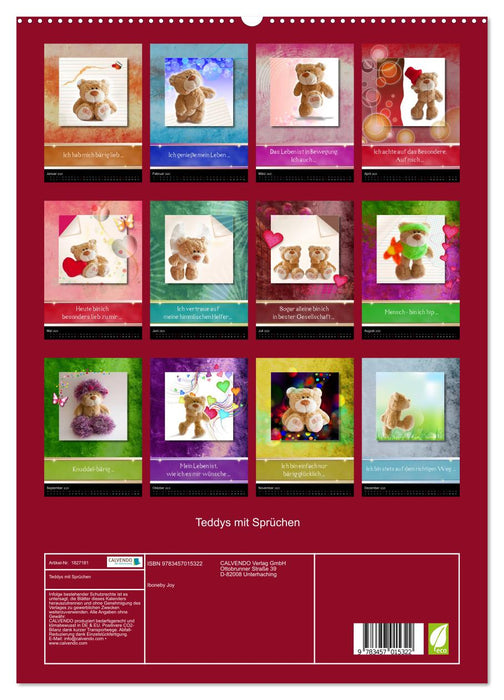 Teddys mit Sprüchen (CALVENDO Premium Wandkalender 2025)
