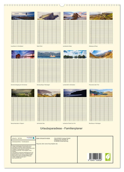 Urlaubsparadiese - Familienplaner (CALVENDO Premium Wandkalender 2025)