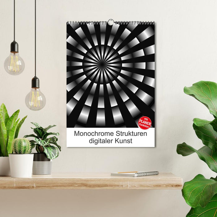 Monochrome Strukturen digitaler Kunst (CALVENDO Wandkalender 2025)