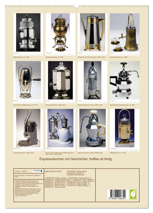 Espressokocher mit Geschichte: Kaffee ist fertig (CALVENDO Premium Wandkalender 2025)