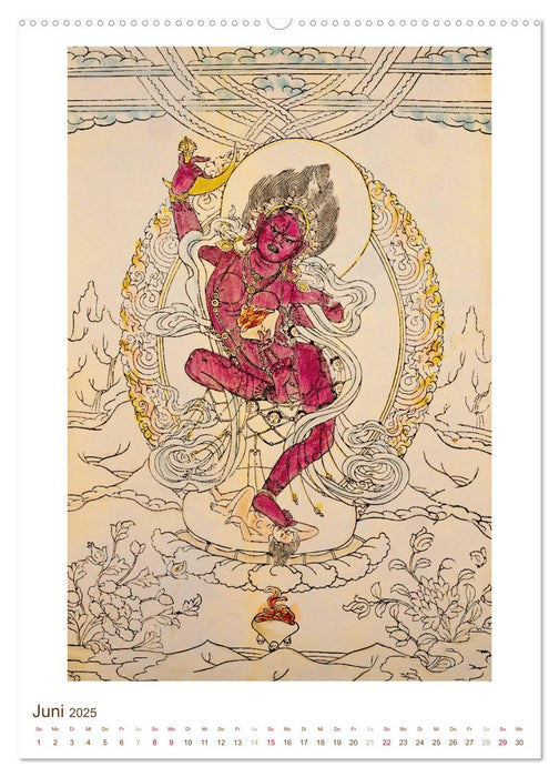 Mit Buddha durchs Jahr: historische Zeichnungen (CALVENDO Premium Wandkalender 2025)