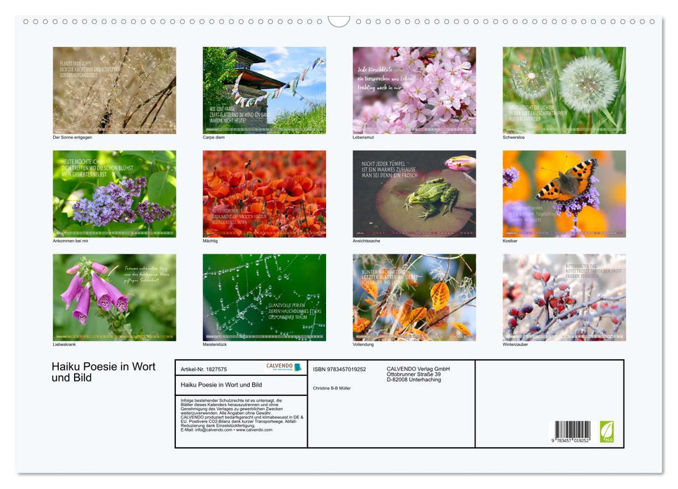 Haiku Poesie in Wort und Bild (CALVENDO Wandkalender 2025)