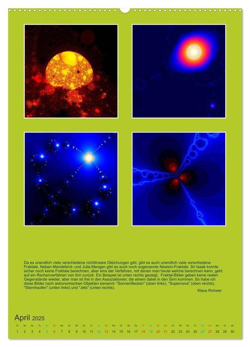 Spirale, Apfelmännchen und Co. - Die bizarre Welt der Fraktale (CALVENDO Wandkalender 2025)