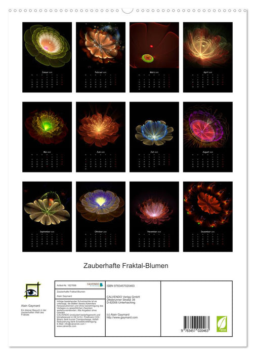 Zauberhafte Fraktal-Blumen (CALVENDO Premium Wandkalender 2025)