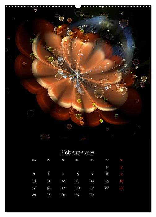 Zauberhafte Fraktal-Blumen (CALVENDO Premium Wandkalender 2025)
