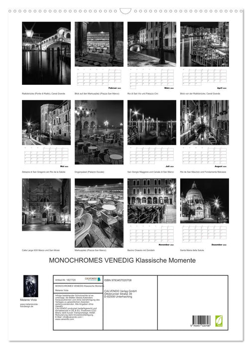 MONOCHROMES VENEDIG Klassische Momente (CALVENDO Wandkalender 2025)