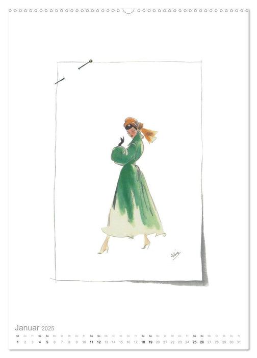 FIGURINEN 2025 - Modedesign von 1949 - Zeichnungen von Elina Ruffinengo (CALVENDO Premium Wandkalender 2025)