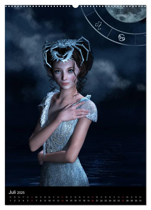 Unter Sternen geboren - Fantasy Tierkreis im Zeichen der Frau (CALVENDO Premium Wandkalender 2025)