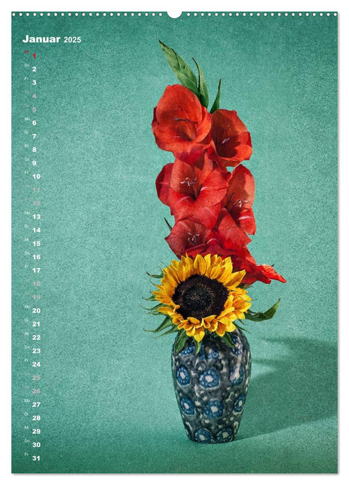 Blumenschmuck in Bunzlau Keramik (CALVENDO Premium Wandkalender 2025)