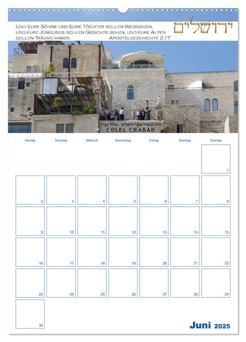 Jerusalem Kalender mit Bibelworten und Planer! (CALVENDO Wandkalender 2025)