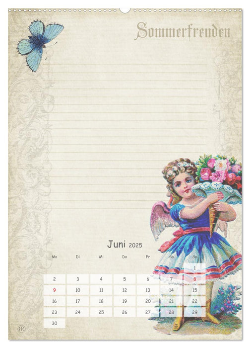 Nostalgie-Jahr, Motive aus alten Poesiealben (CALVENDO Premium Wandkalender 2025)