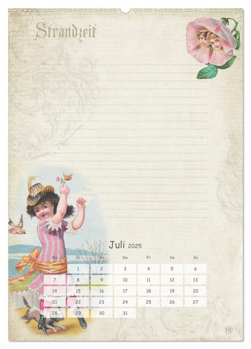 Nostalgie-Jahr, Motive aus alten Poesiealben (CALVENDO Premium Wandkalender 2025)