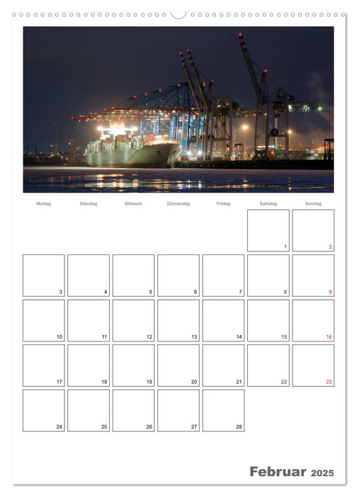 Hamburg bei Nacht (CALVENDO Premium Wandkalender 2025)